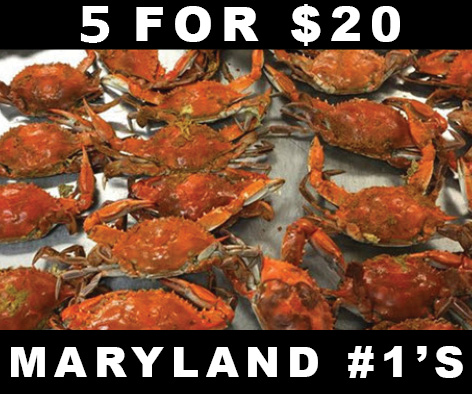 5 for 20 steamed crabs