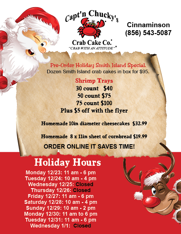 christmas poster Holiday Hours 2024 Cinnaminson new