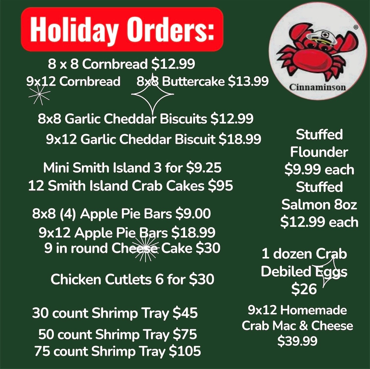holiday orders cinnaminson