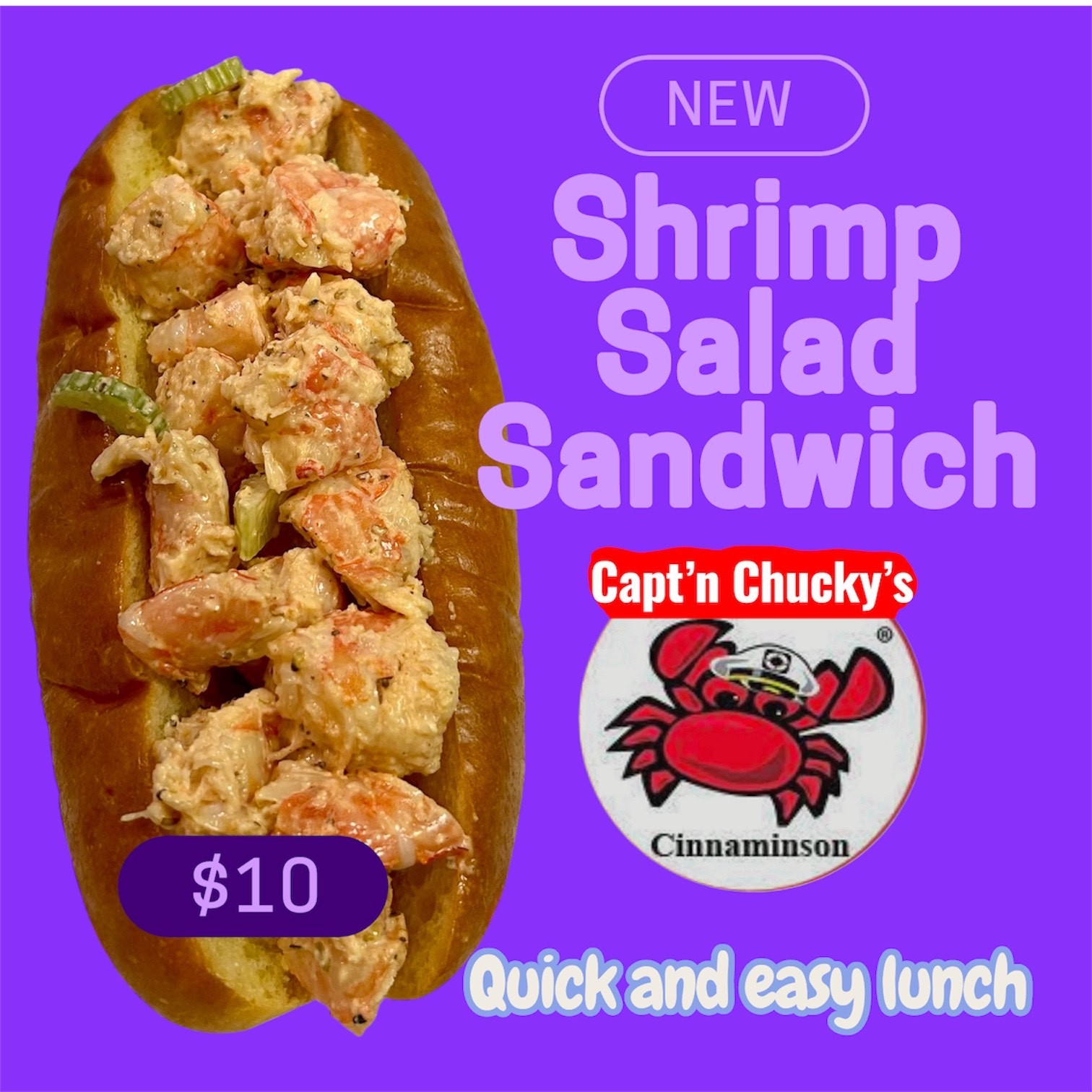 shrimp salad sandwich Captn chuckys cinnaminson